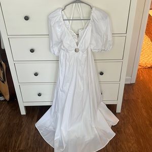 Abercrombie O-Ring Puff Sleeve Midi Dress